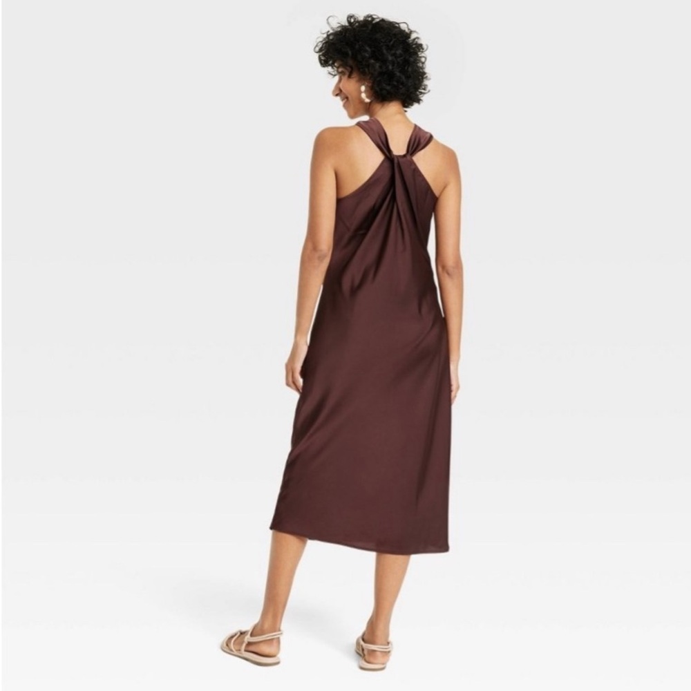 A New Day Sleeveless Satin Slip Dress Brown XXL - Picture 3 of 3